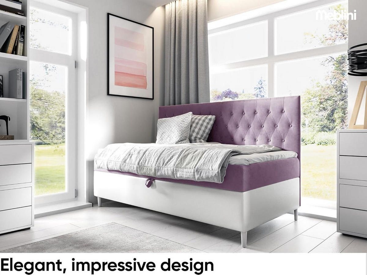 KINDERBETT FLIPPO 2 - Lila/Weiß, Holzwerkstoff (92/202cm) - Meblini