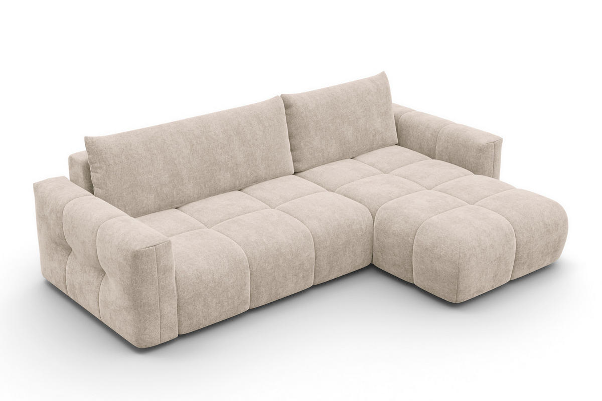 ECKSOFA VERONA 4-Sitzer rechts, Beige - Beige/Schwarz, Holz/Textil (266/173cm) - Courtois Laville