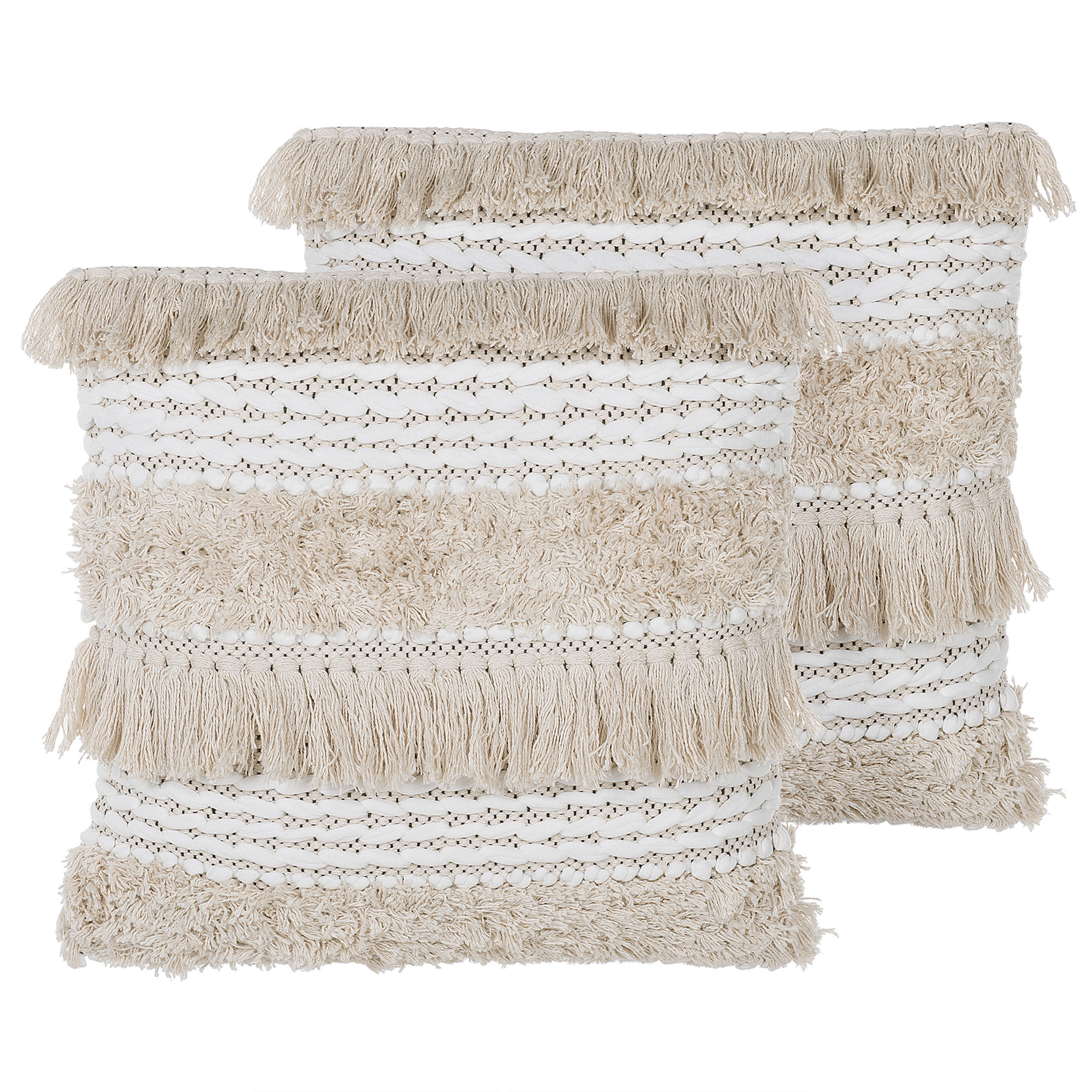 DEKOKISSEN 2er-Set Hellbeige 45/45 cm Villur - Beige, Naturmaterialien/Textil (45/45cm) - Beliani