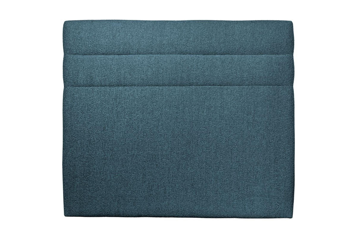 KOPFTEIL Modell Linien – Blauer Bouclé-Stoff 200 cm - Blau/Beige, Holz (200/120/10cm) - Sommeil de Plomb