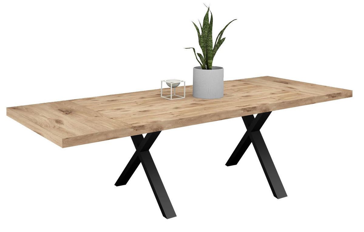 ESSTISCH Elgin 4 210-310x80x100 Holzwerkstoff Schwarz/Viking Oak - Eichefarben/Schwarz, Holzwerkstoff (210/100/80cm) - 58aufmkessel