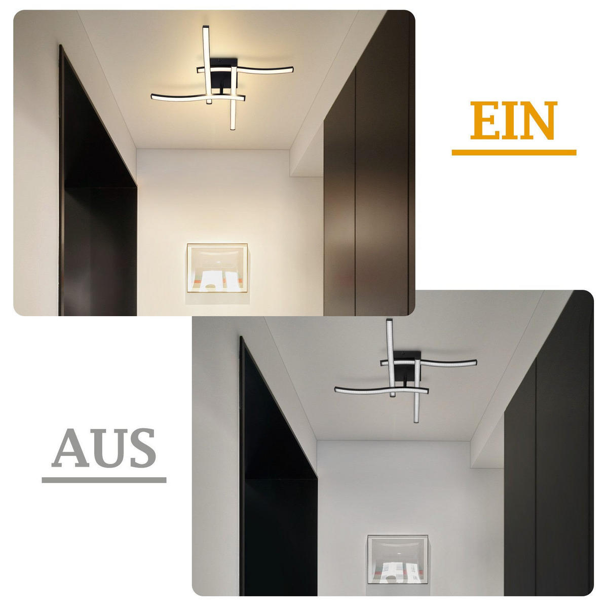 LED závěsné světlo Clark III 51/51/10 cm - černá, plast (51/51/10cm) - Nettlife