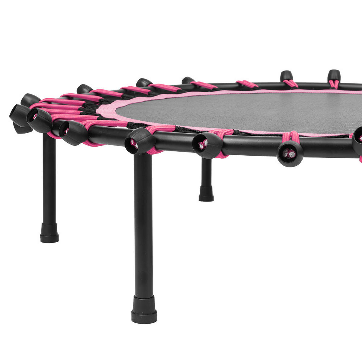 40-ZOLL-RUNDTRAMPOLIN mit Gummiseilen aus Stahl, Oxford-Gewebe, Gummiseile in Schwarz Rosa Langlebig und sicher Stabil und leise 25 x 101 x 101cm - Pink, Metall (101/101cm) - Livingandhome
