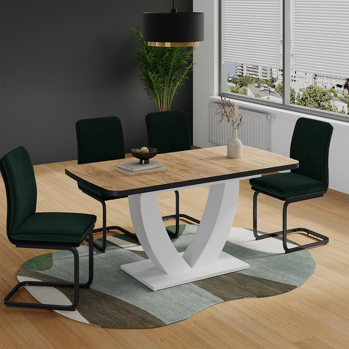 JÍDELNÍ STŮL Fenaro Zlatá síla dub/bílá - bílá/medově dubová, kompozitní dřevo (80/120/77.4cm) - Vicco