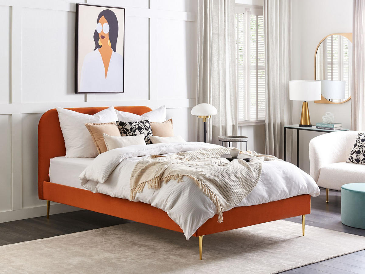 POLSTERBETT 140/200cm Orange Flayat - Orange, Textil (140/200cm) - Beliani