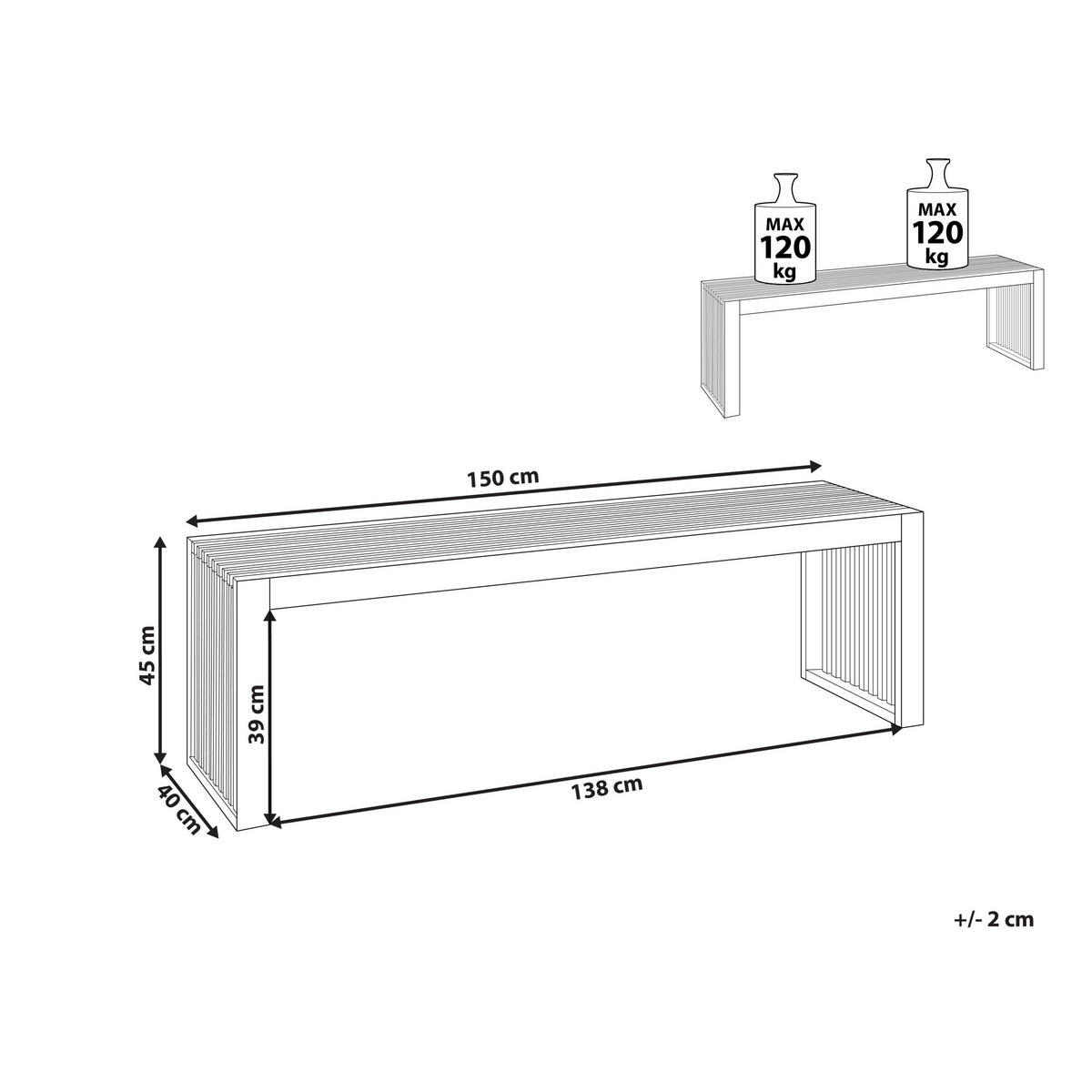 GARTENBÄNKE Heller Holzfarbton Sulzano - Hellbraun, Holz (150/45/40cm) - Beliani