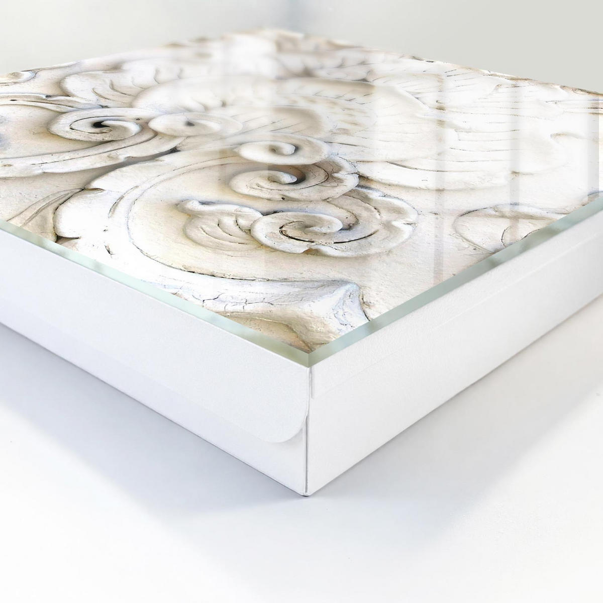 SCHLÜSSELBOX Weiß 30x30 cm – Türöffnung nach rechts - Blumenschmuck - Weiß, Metall (30/30/5cm) - TULUP