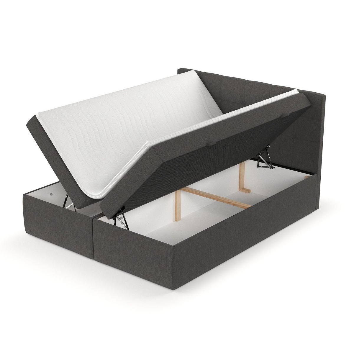 BOXBETT Tari Anthracite 180/200 cm mit Matratze und Topper - Anthrazit/Schwarz, Holz/Holzwerkstoff (180/200cm) - Maison de Reve