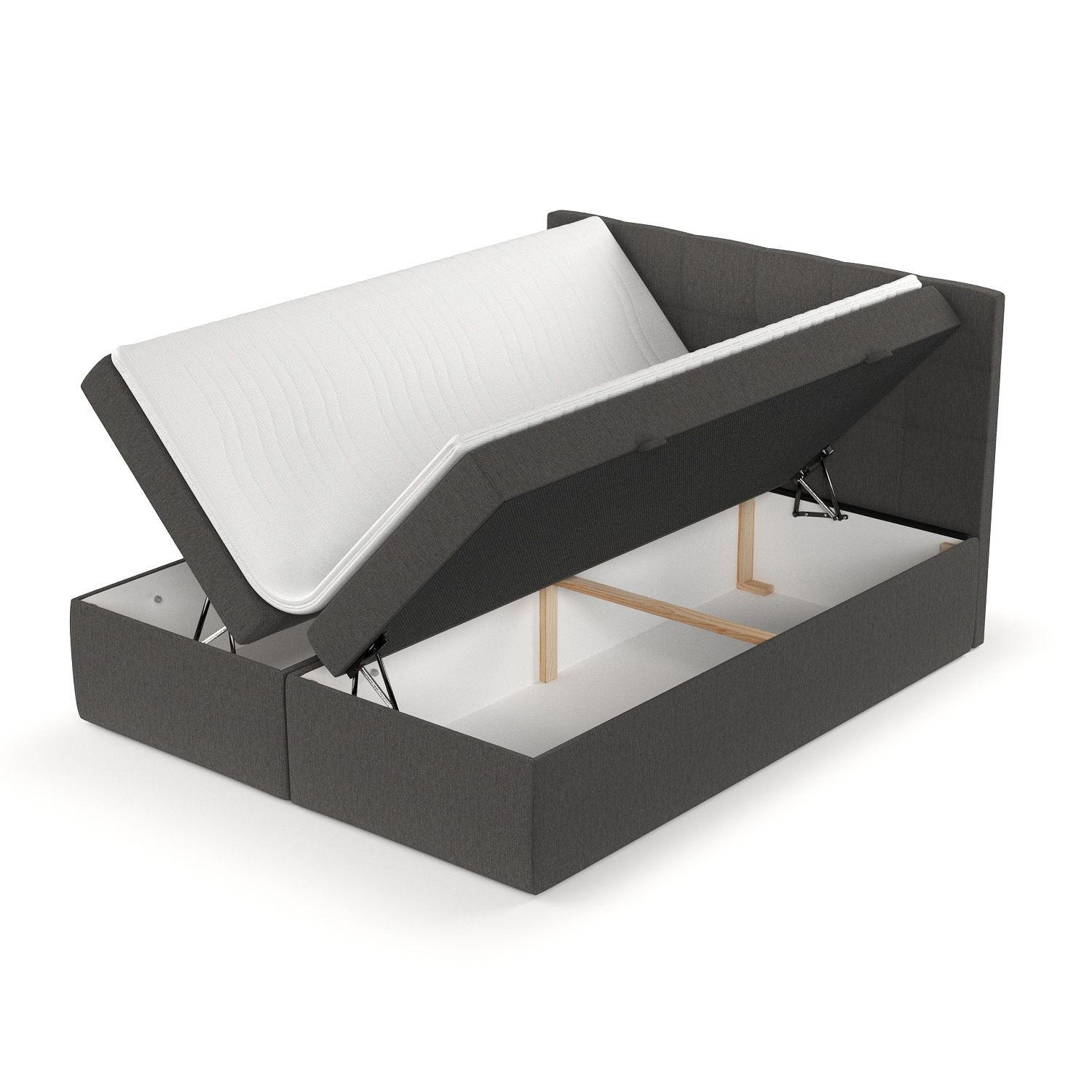 Thumbnail - Maison de Reve Boxbett, Anthrazit, Textil, Buche, Kiefer, H2, Höhe ca. 18 cm, 140x200 cm, Oeko-Tex® Standard 100, FSC 10...