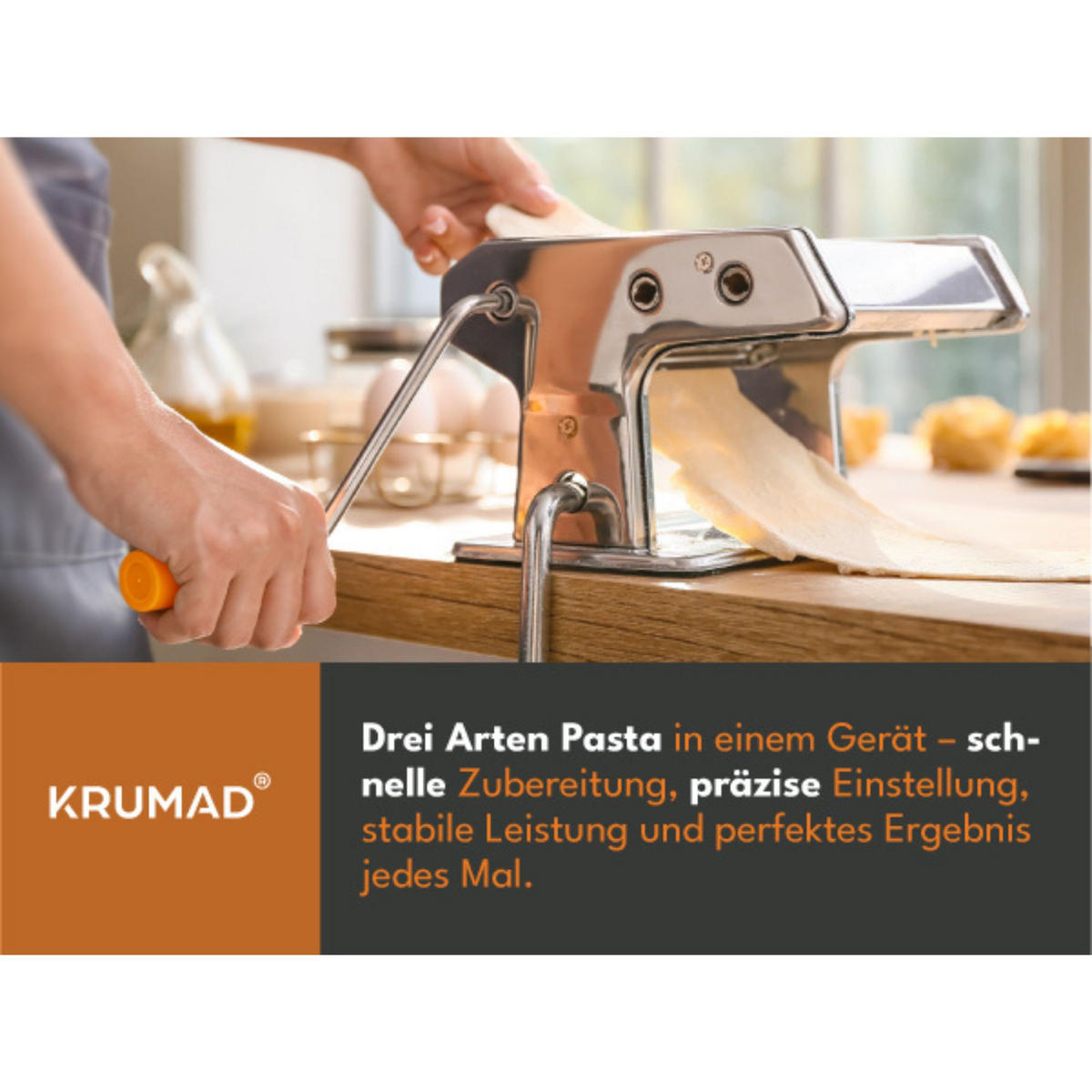 NUDELMASCHINE Manuell mit 6 Teigdicken - Schwarz, Metall (19/14/20cm) - KRUMAD