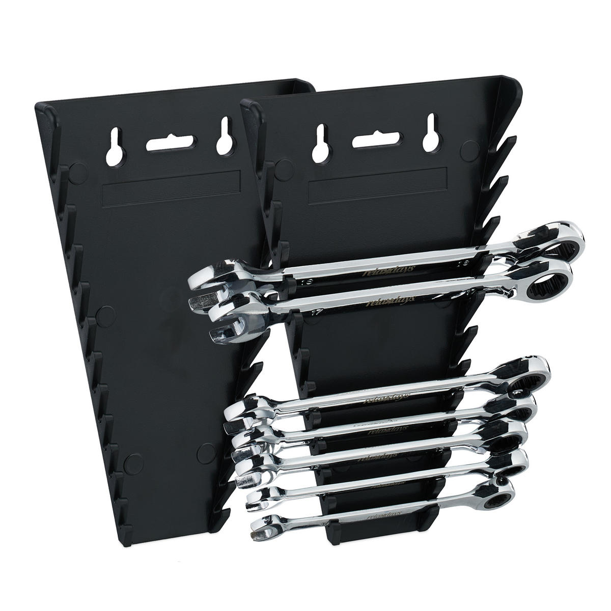 2XMAULSCHLÜSSELHALTER - Schwarz, Kunststoff (2.5/16/25cm) - Relaxdays