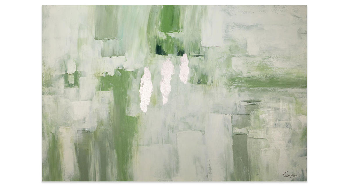 ACRYLBILD HANDGEMALT 120/80 cm - Weiß/Grün, Holz/Textil (2.08/80cm) - KUNSTLOFT