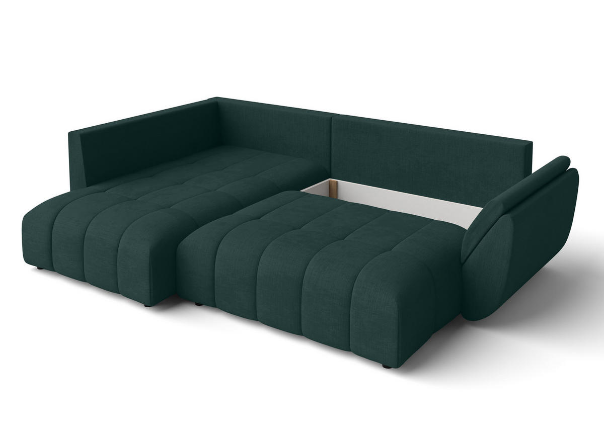 ECKSOFA L Form Corleone Grün 266/182/91 cm mit Schlaffunktion - Schwarz/Grün, Kunststoff/Textil (266/182cm) - AX Living