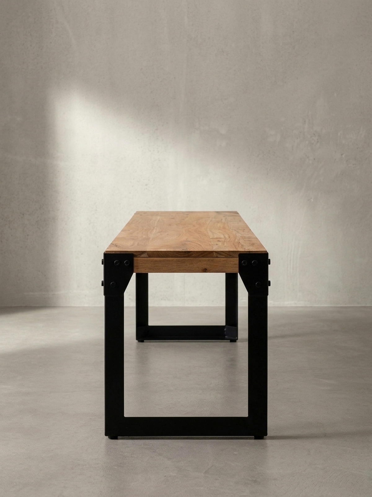 ESSZIMMERBANK Massivholz Metall ohne Lehne, Akazie 140x40x45 cm - Schwarz/Braun, Holz/Metall (140/45/40cm) - KADIMA DESIGN