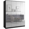 DREHTÜRENSCHRANK mit Spiegel Monza 4D 160 Schwarz - Schwarz/Grau, Holzwerkstoff/Metall (160/200/60cm) - mzm24