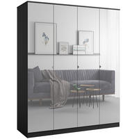 DREHTÜRENSCHRANK mit Spiegel Monza 4D 160 Schwarz - Schwarz/Grau, Holzwerkstoff/Metall (160/200/60cm) - mzm24