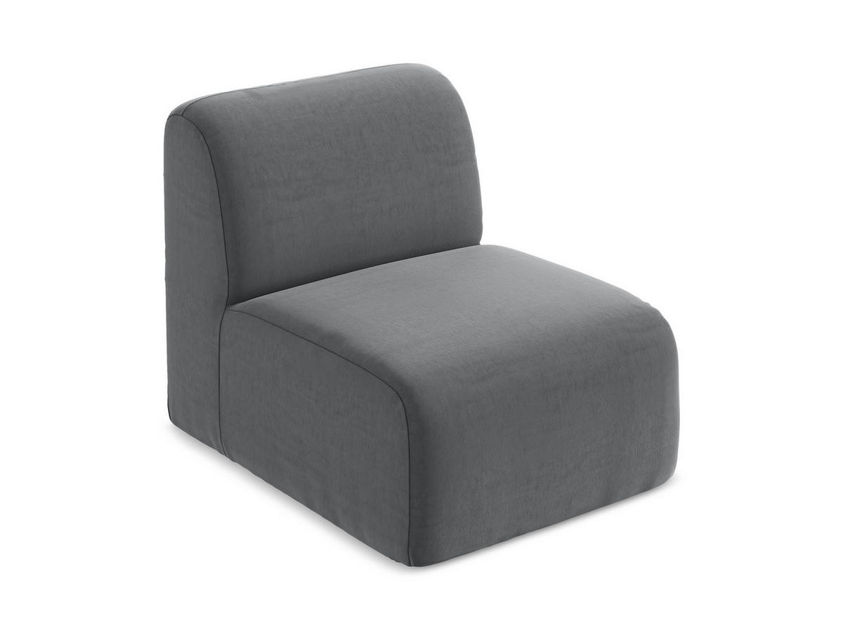 SOFAELEMENT Samt Stoff Grau - Edelstahlfarben/Schwarz, Holzwerkstoff/Kunststoff (70/75/94cm) - Makamii