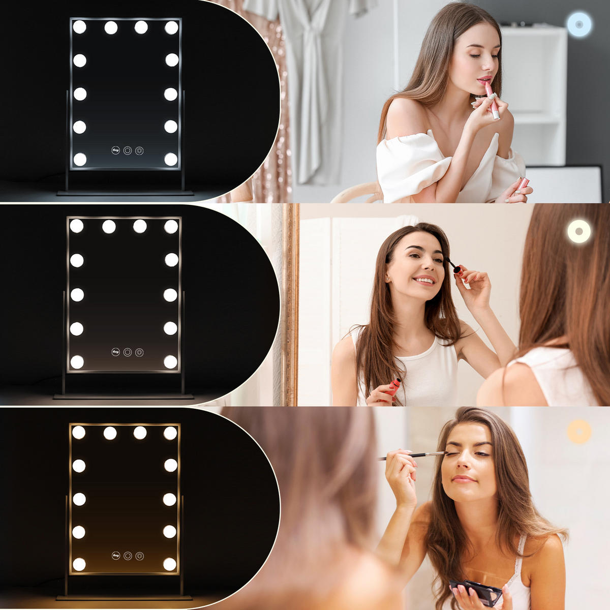 SCHMINKSPIEGEL mit LED-Beleuchtung weiß 30/41cm - Weiß, Metall (30/41/3cm) - VANITII