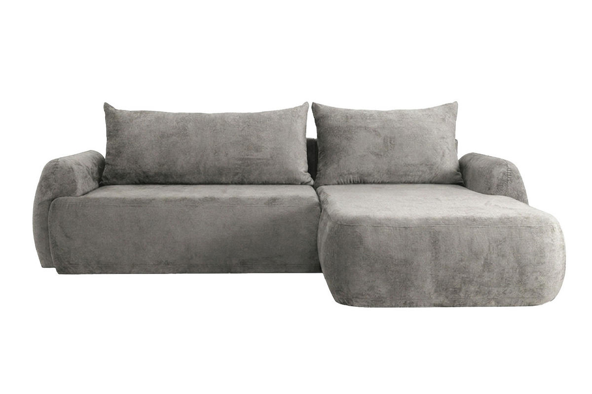 ECKSOFA Mit Schlaffunktion Und Bettkasten, Chenille-Stoff Perfecto, Grau, Rechts, HELA II - Grau, Holz (280/184cm) - Kaiser Möbel
