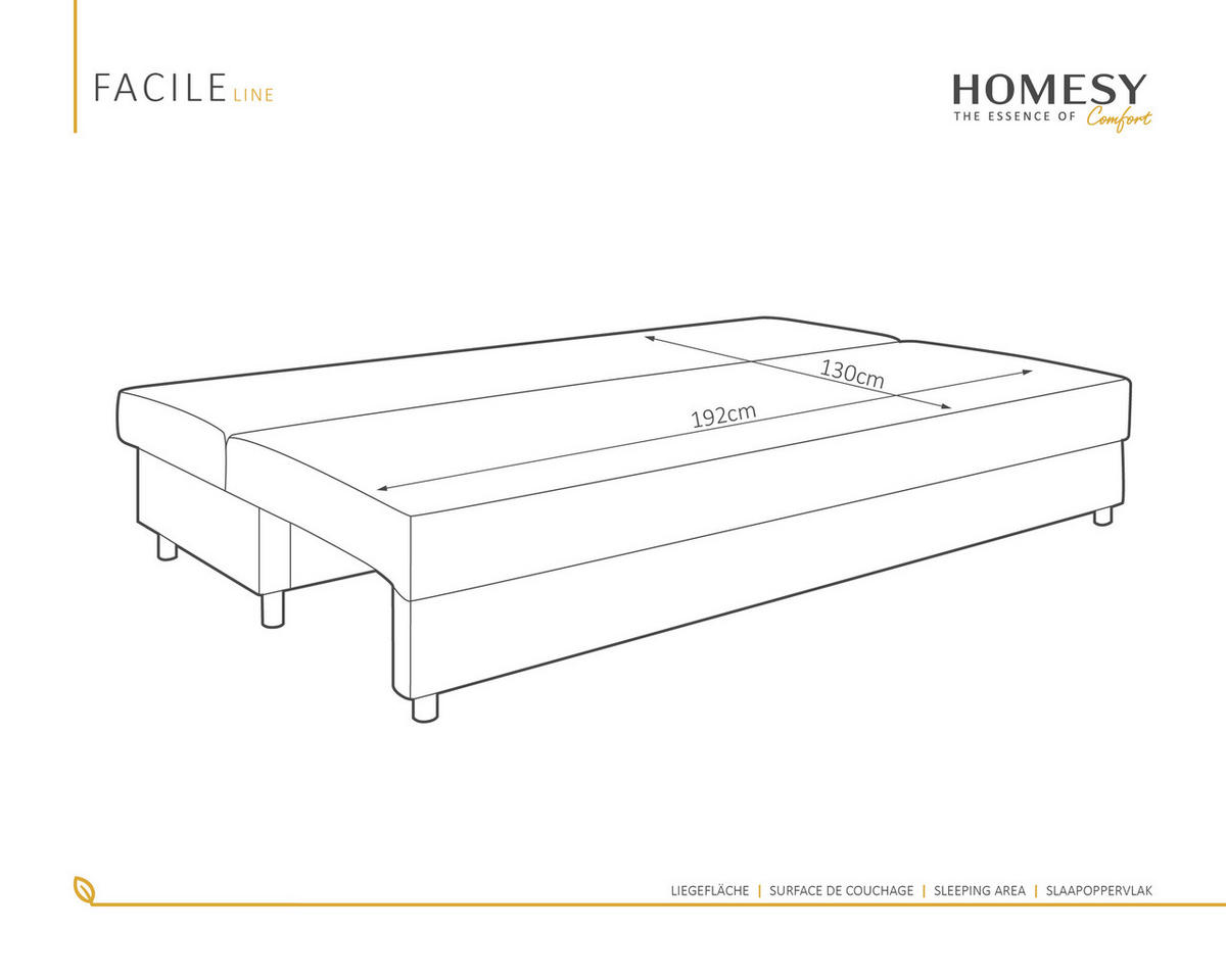 SCHLAFSOFA Facile mit Bettkasten – Moderne 2-in-1 Couch mit Stauraum, grau - Grau, Holz (194/48/71cm) - Homesy
