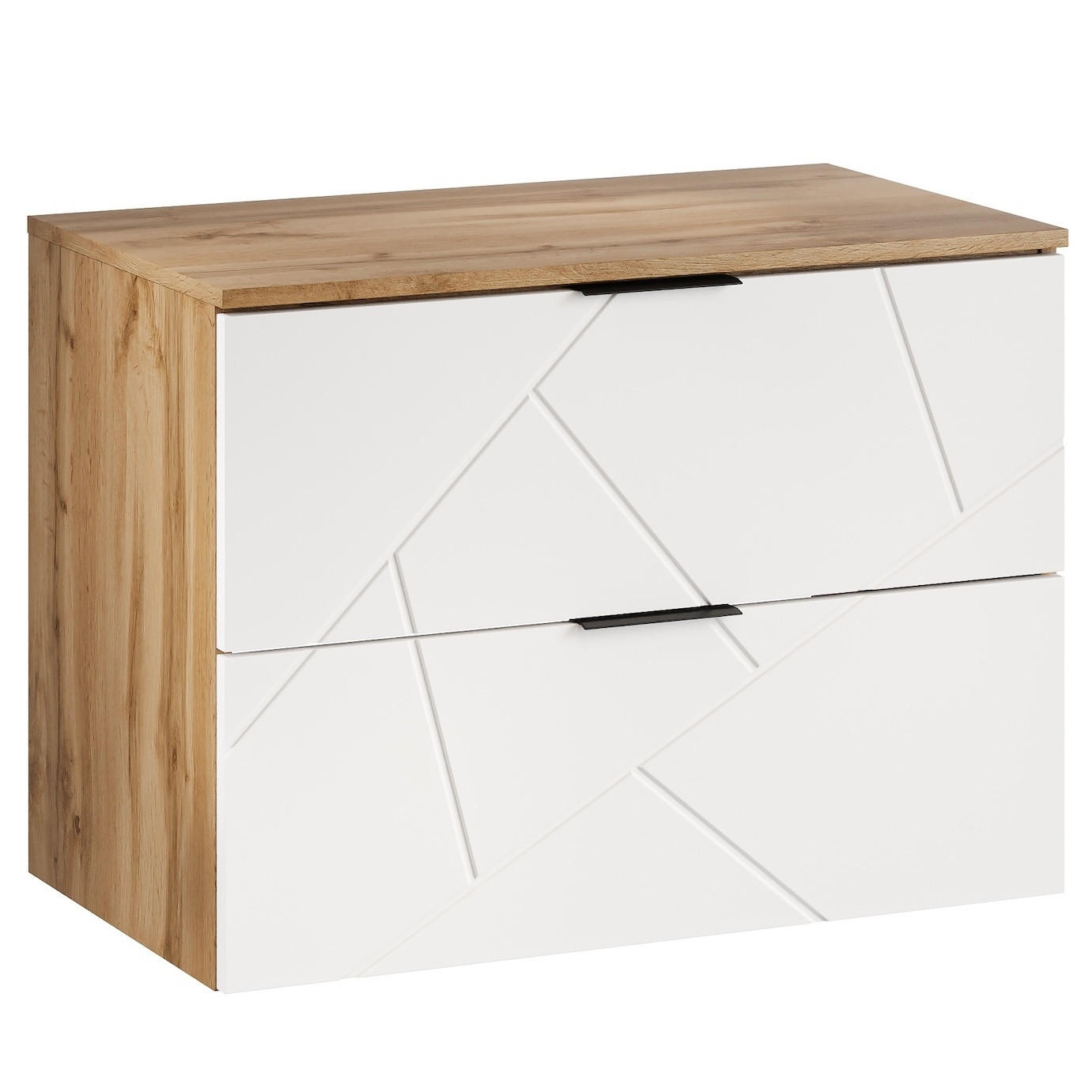Badplaats SKŘÍŇKA POD UMYVADLO Manello 2 zásuvky dub s mat bílá - 80 x 46 x 58 cm