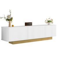 TV-SCHRANK Modern Lowboard Stauraum abgerundetes Design Weiß MDF - Weiß, Holz (43.69/16.76/80.01cm) - FLIEKS