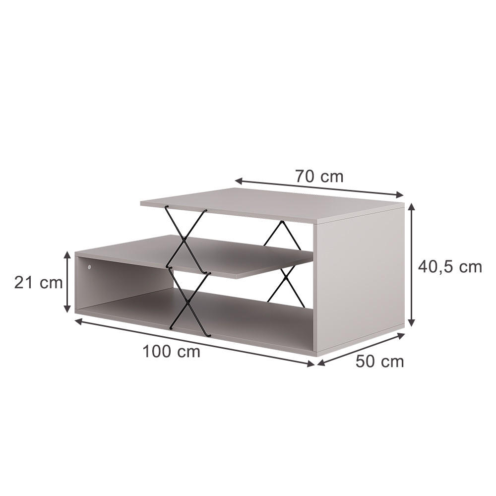 COUCHTISCH Nario Cashmere 100 x 50 cm - Kaschmir, Holzwerkstoff (50/100/40.5cm) - Vicco