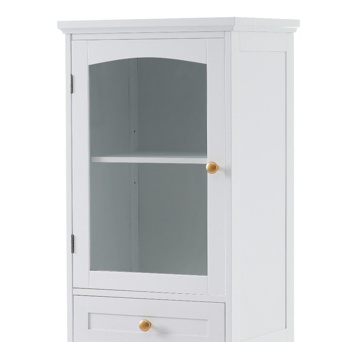 VITRINE 45x36x160 cm Weiß aus Holzwerkstoff mit Glastür & Schubladen - Weiß, Holzwerkstoff (45/160/36cm) - Modfu