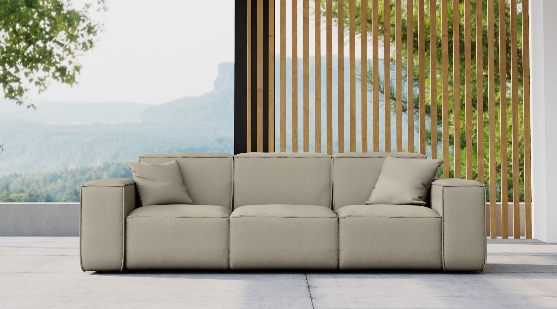 GARTENSOFA MALIBU 3 Sitzer Stoff Odyssey Dunkelbeige - Beige, Holz (245/73/88cm) - Kaiser Möbel