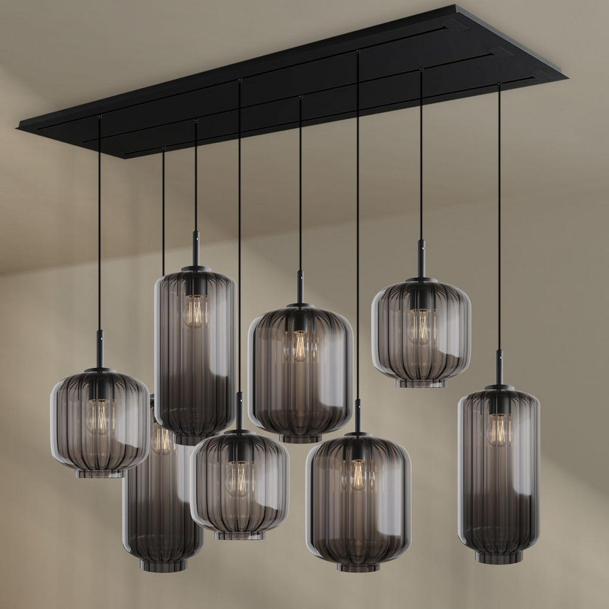 HÄNGELEUCHTE Velo 8-flammig Rauch Ø 18/20/25cm - Anthrazit/Schwarz, Glas (25/25/27cm) - s.luce