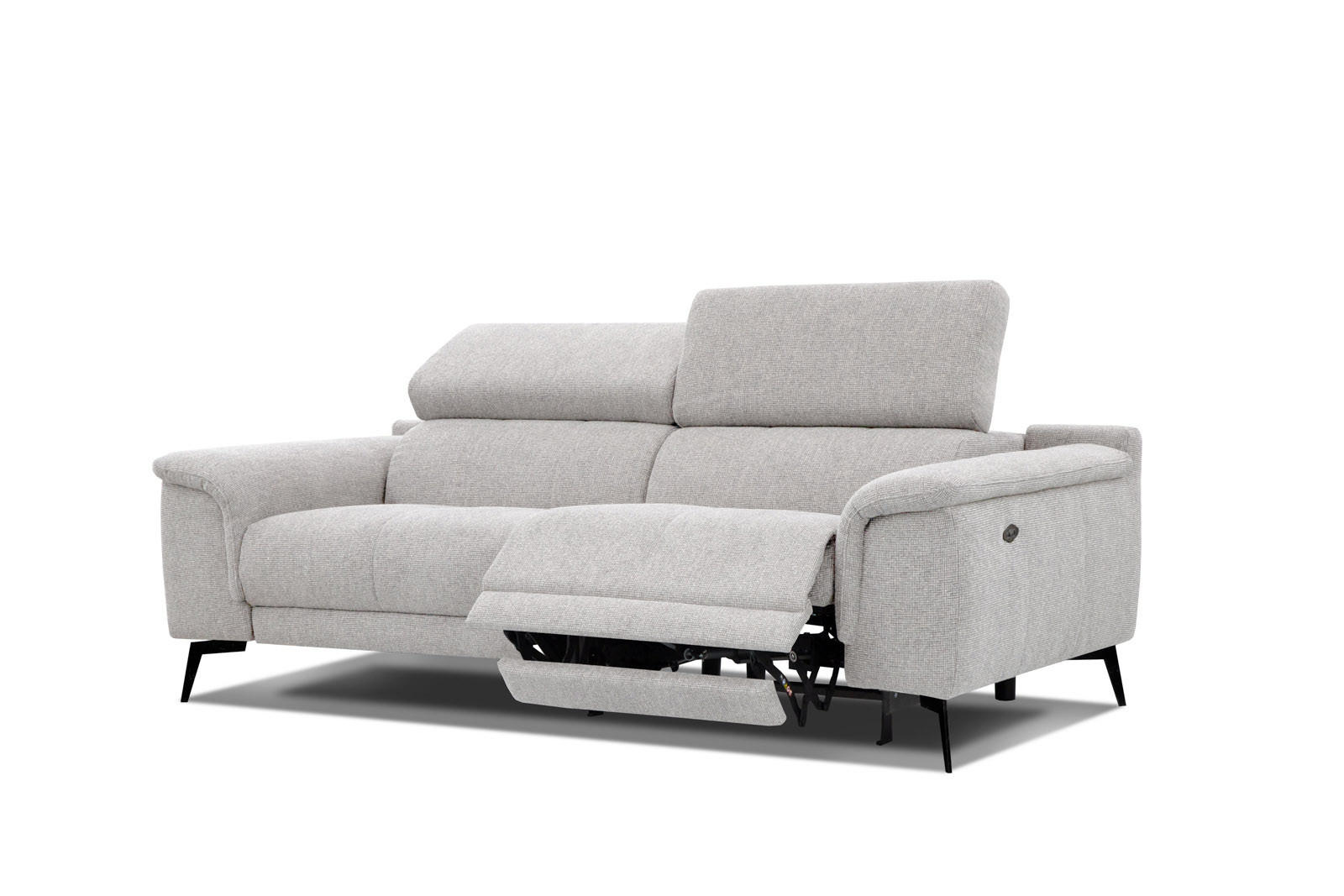 RELAXSOFA FIERO 3-Sitzer mit 1 Relaxfunktion, hellgrau - Hellgrau/Schwarz, Holzwerkstoff/Textil (212/82/103cm) - Courtois Laville