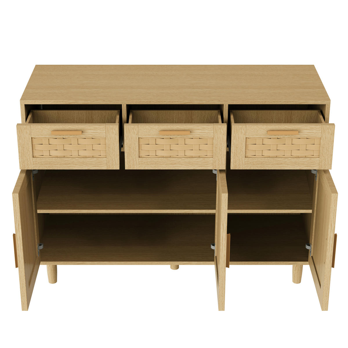 SIDEBOARD Japandi mit 3 Türen & 3 Schubladen 108/40/80 cm Eiche-Dekor - Eichefarben, Holzwerkstoff (107.9/80/40cm) - Creahappy