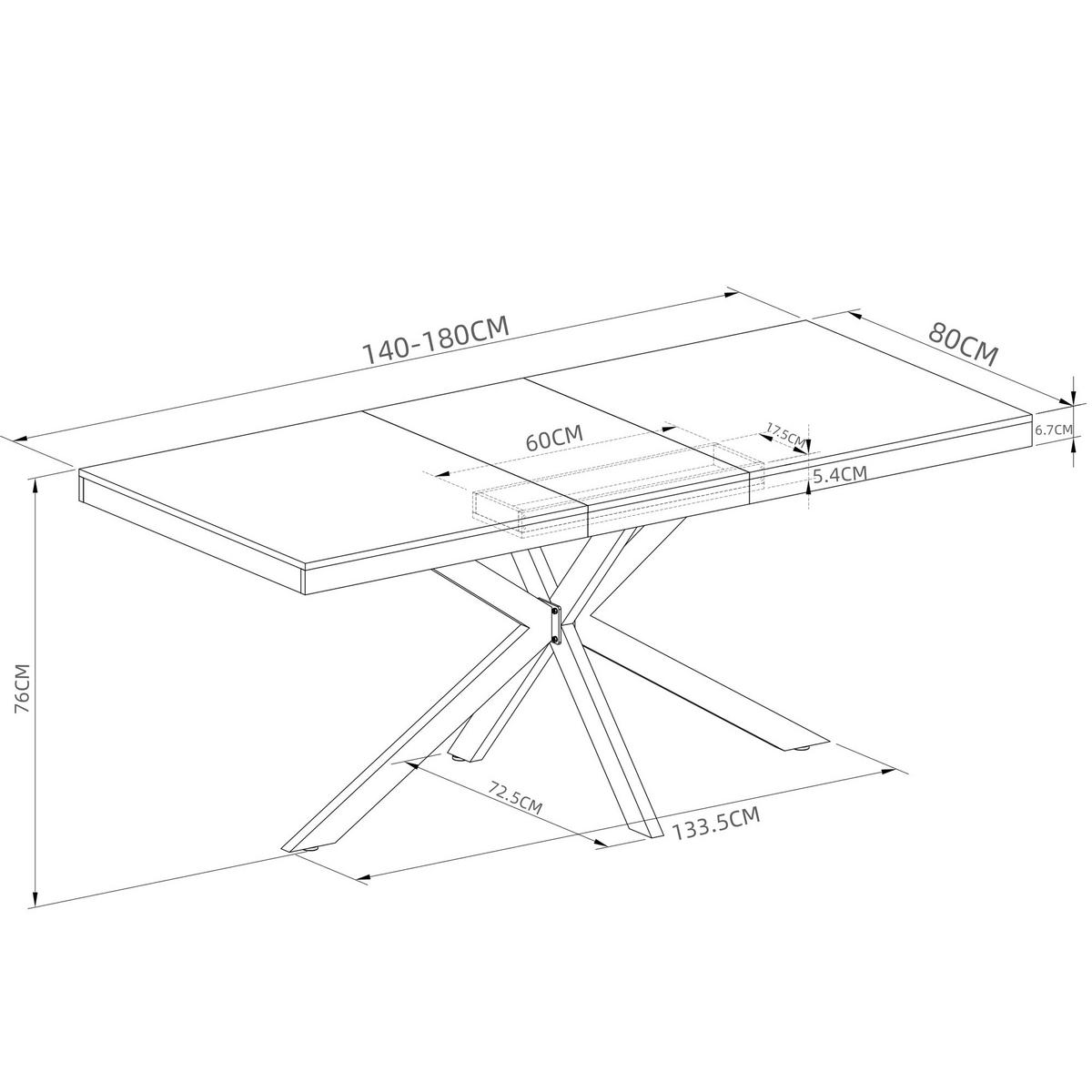 ESSTISCH Grau mit verstecktem Stauraum 140-180/80/76 cm - Grau, Holz (80/160/76cm) - Oxeza
