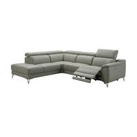 ECKSOFA Jardin Echtleder mit 1 x Relaxfunktion Perlgrau - Hellgrau, Leder/Metall (230/266cm)