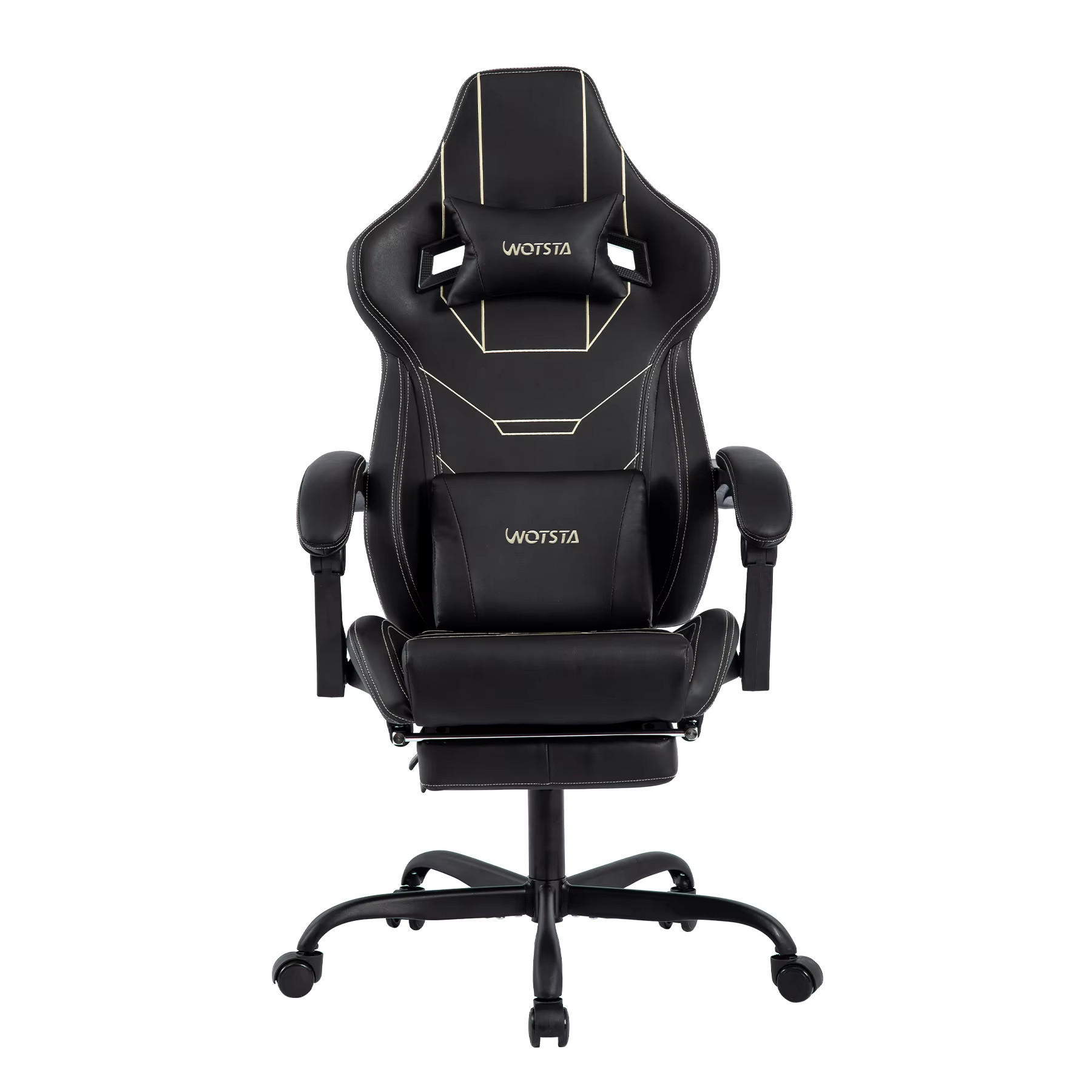 GAMINGSTUHL Gepolstert mit Fußablage Ergonomisch Schwarz - Schwarz, Metall (52.98/128.98/50.98cm) - Kaket