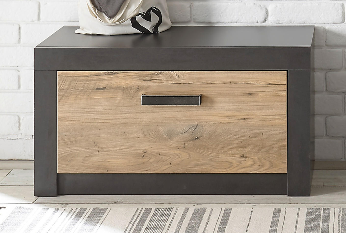 GARDEROBEN-SITZBANK Kastanie und grau Fresco, Garderobenbank Schuhschrank, 80 x 43 cm - Kastanienfarben/Dunkelgrau, Holzwerkstoff/Kunststoff (80/43/42cm) - Furn.Design
