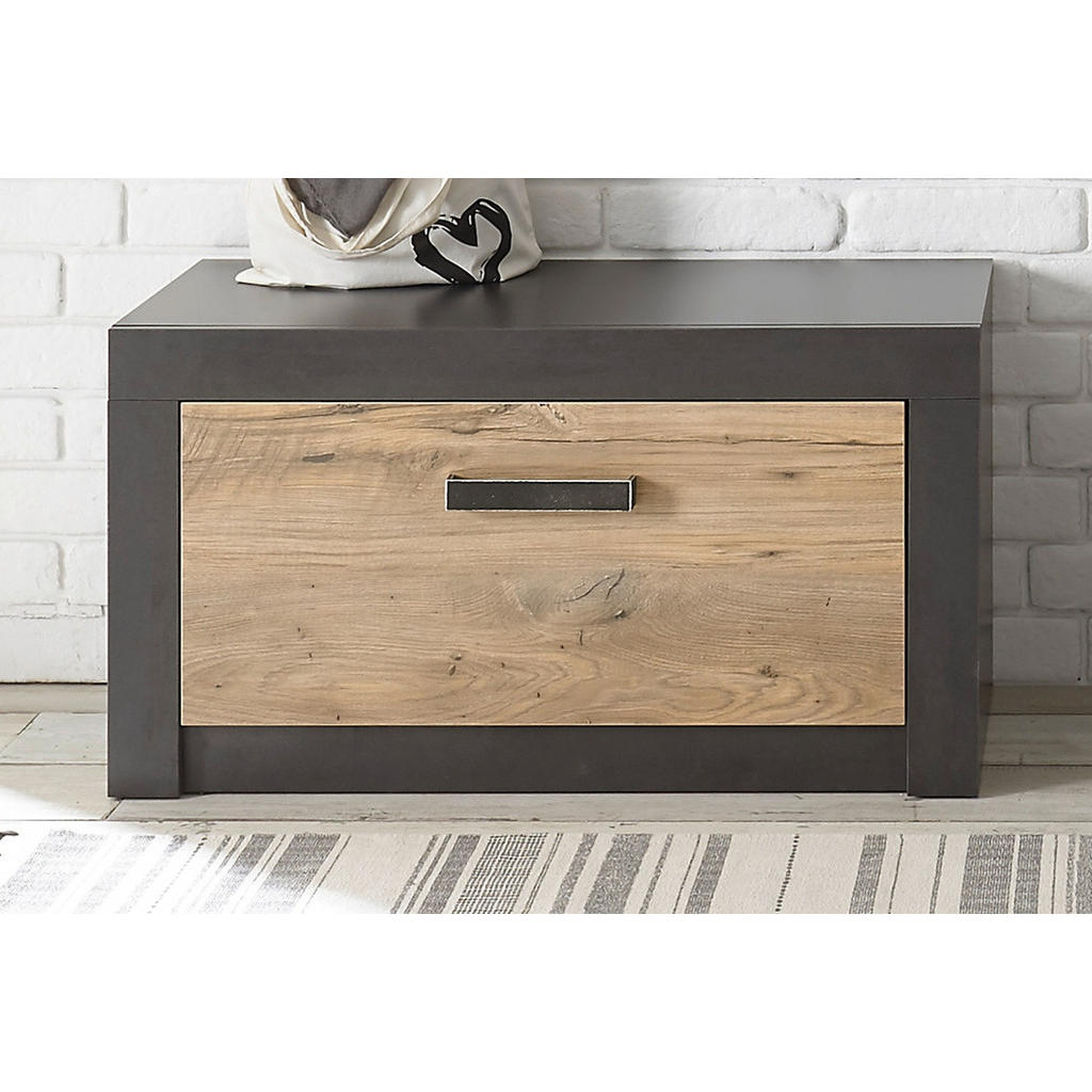 Thumbnail - Furn.Design Garderoben-Sitzbank, Kastanien, Grau, Kunststoff, Nachbildung,Kastanie, Uni, Sockel, 80x43x42 cm, Garderobe,...