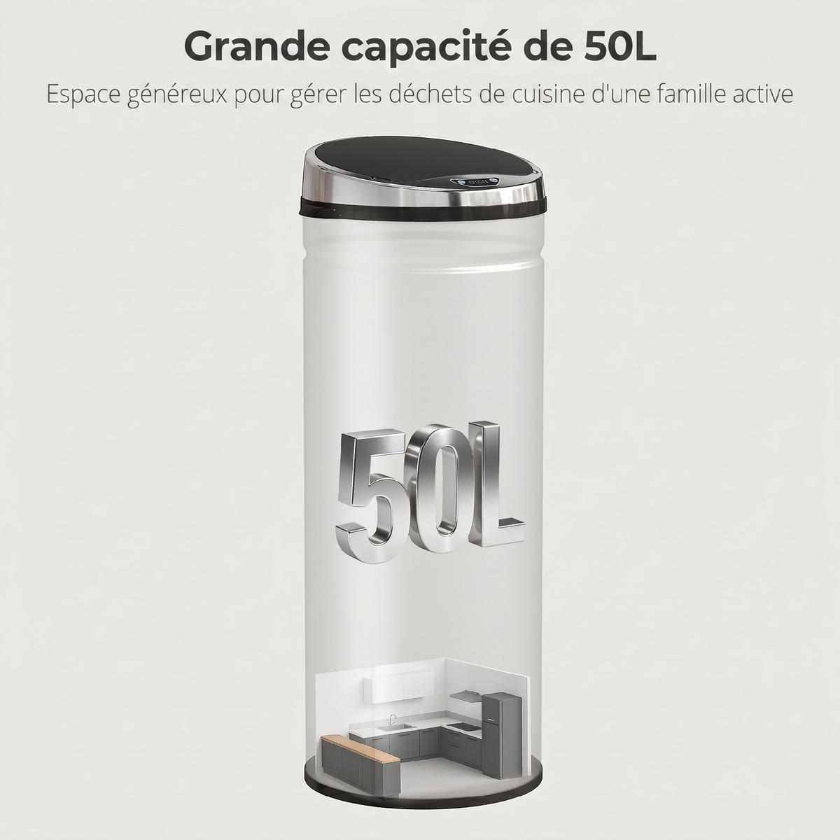 MÜLLEIMER SENSOR Infrarot Automatik Edelstahl Schwarz-Silber 30,5/30,5/81,5 cm - Silberfarben, Metall (30.5/81.5/30.5cm) - Rolipo