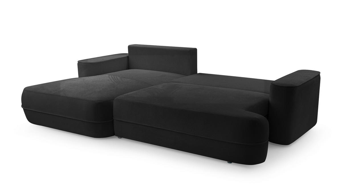 ECKCOUCH L Form Peoni Schwarz 267/168/87 cm mit Schlaffunktion L - Schwarz, Kunststoff/Textil (168/267cm) - AX Living