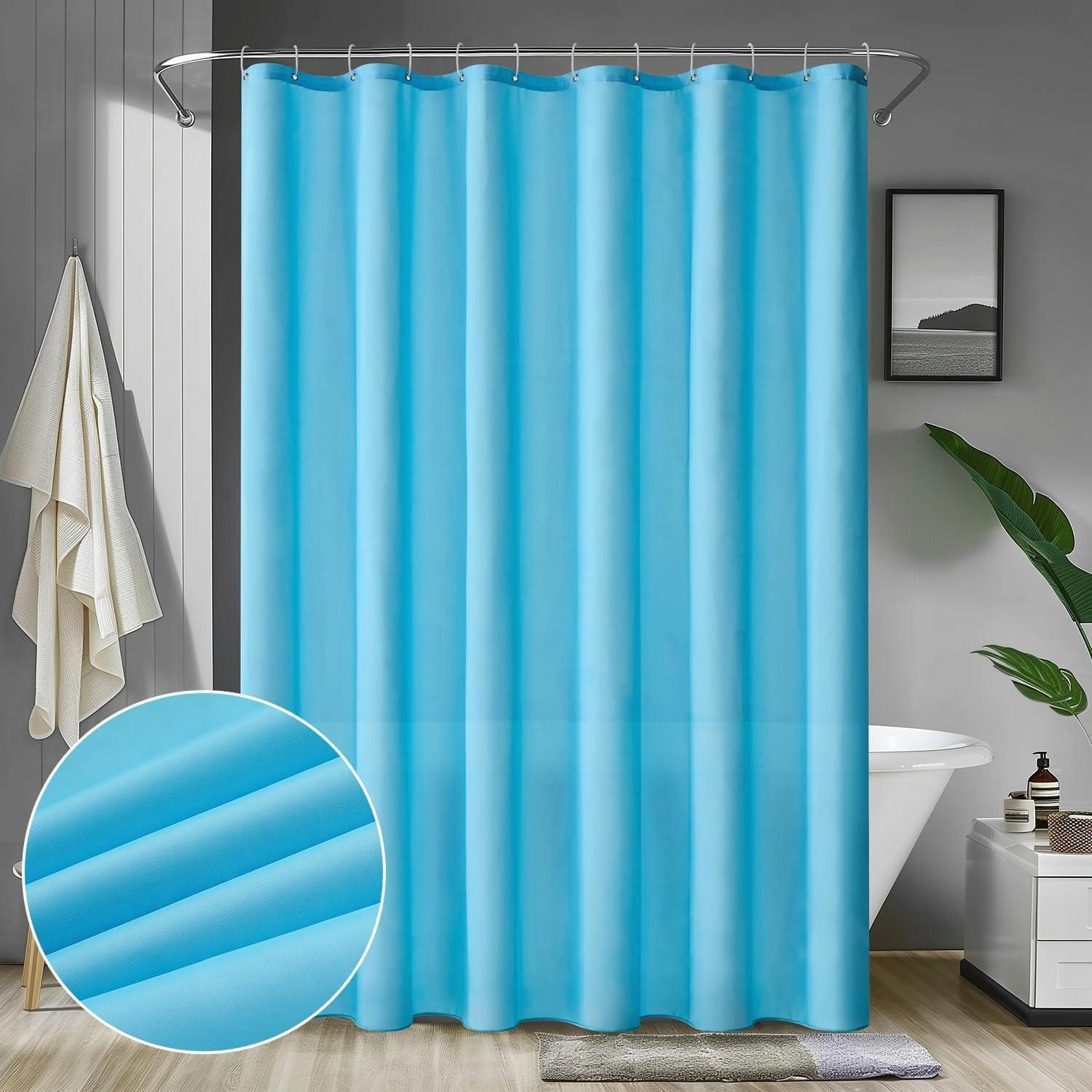 DUSCHVORHANG Hellblau 240 x 200 cm - Hellblau, Textil (240/200cm)