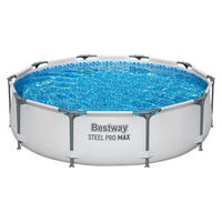 FRAMEPOOL Steel Pro MAX Lichtgrau Ø305 × 76 cm Rund Stahlrahmenpool - Hellgrau, Kunststoff (305/76/305cm) - Bestway