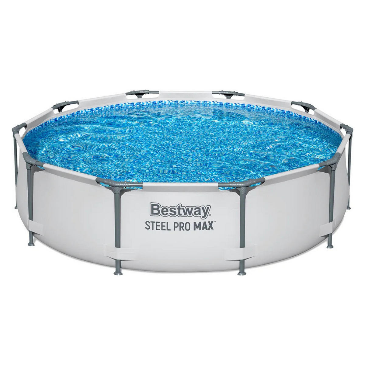 FRAMEPOOL Steel Pro MAX Lichtgrau Ø305 × 76 cm Rund Stahlrahmenpool - Hellgrau, Kunststoff (305/76/305cm) - Bestway