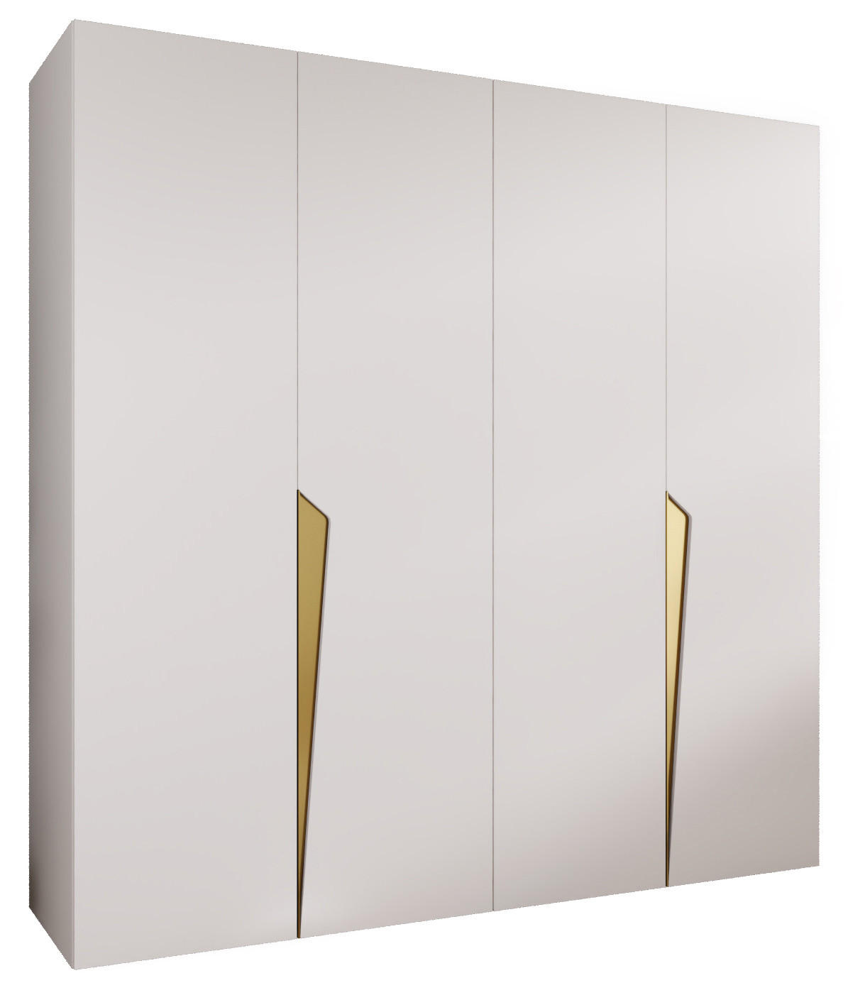 Abiks Möbel Drehtürenschrank Weiß, Gold 200x202x52 cm