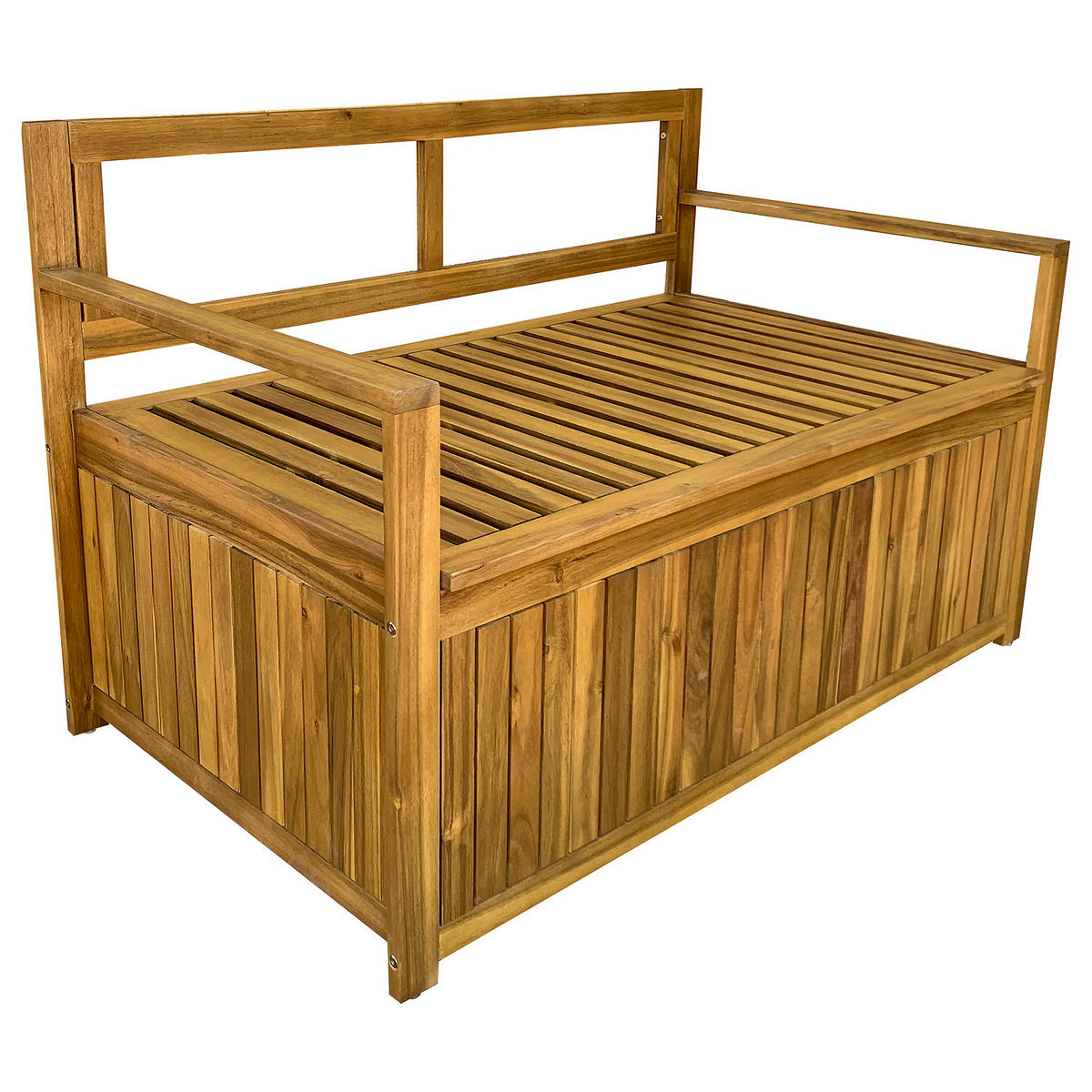 MASSIVE GARTENBANK - Akazie massiv / Polyester - Braun / Grau - Braun/Grau, Holz/Textil (120/79/69cm) - home24