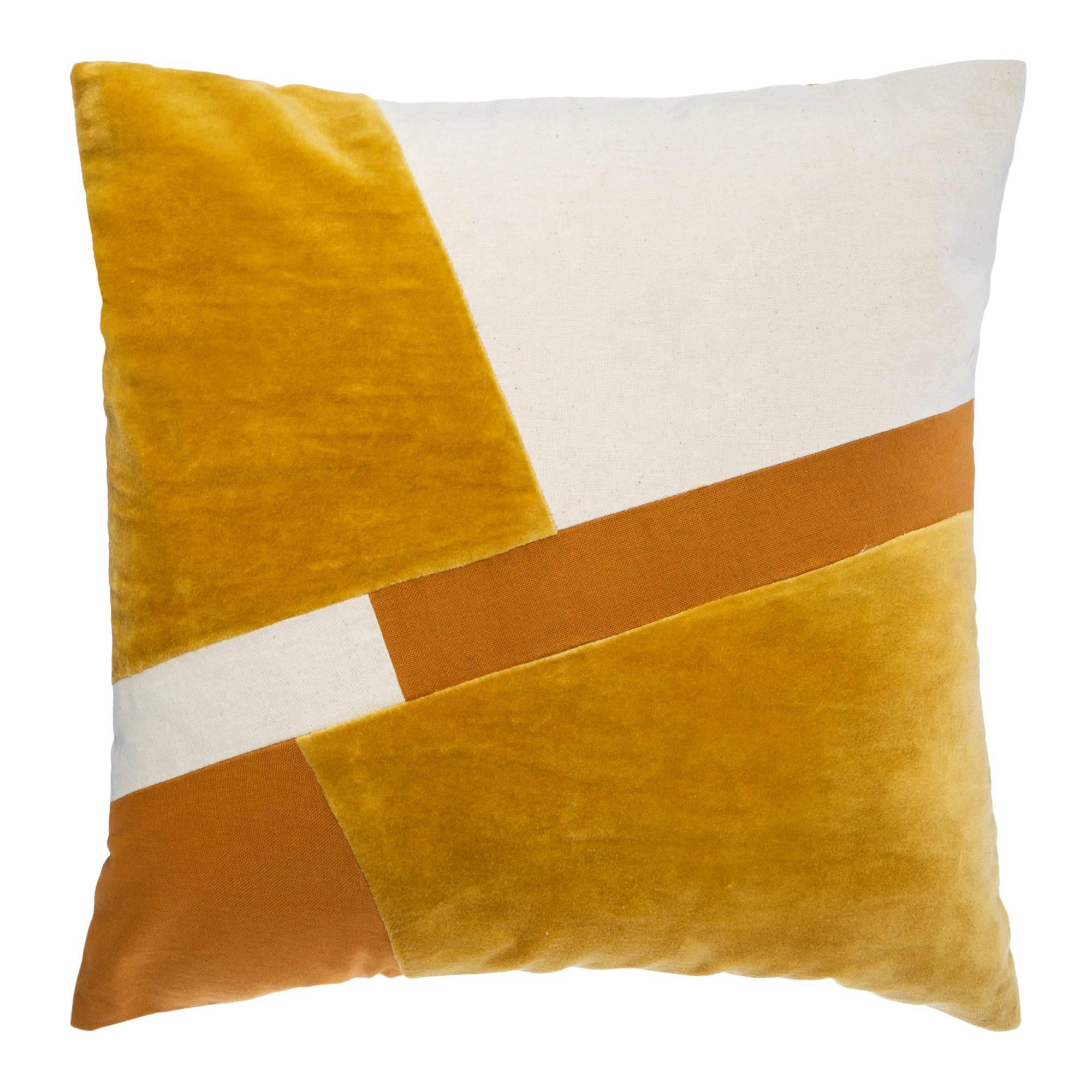 ZIERKISSEN Patch 40/40 cm - Gelb, Naturmaterialien (40/40cm) - Atmosphera Createur d´interieur