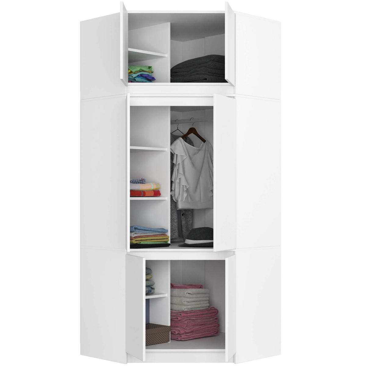 KLEIDERSCHRANK Weiß 100x50x235 cm - Weiß, Holzwerkstoff (100/235/50cm) - Akord