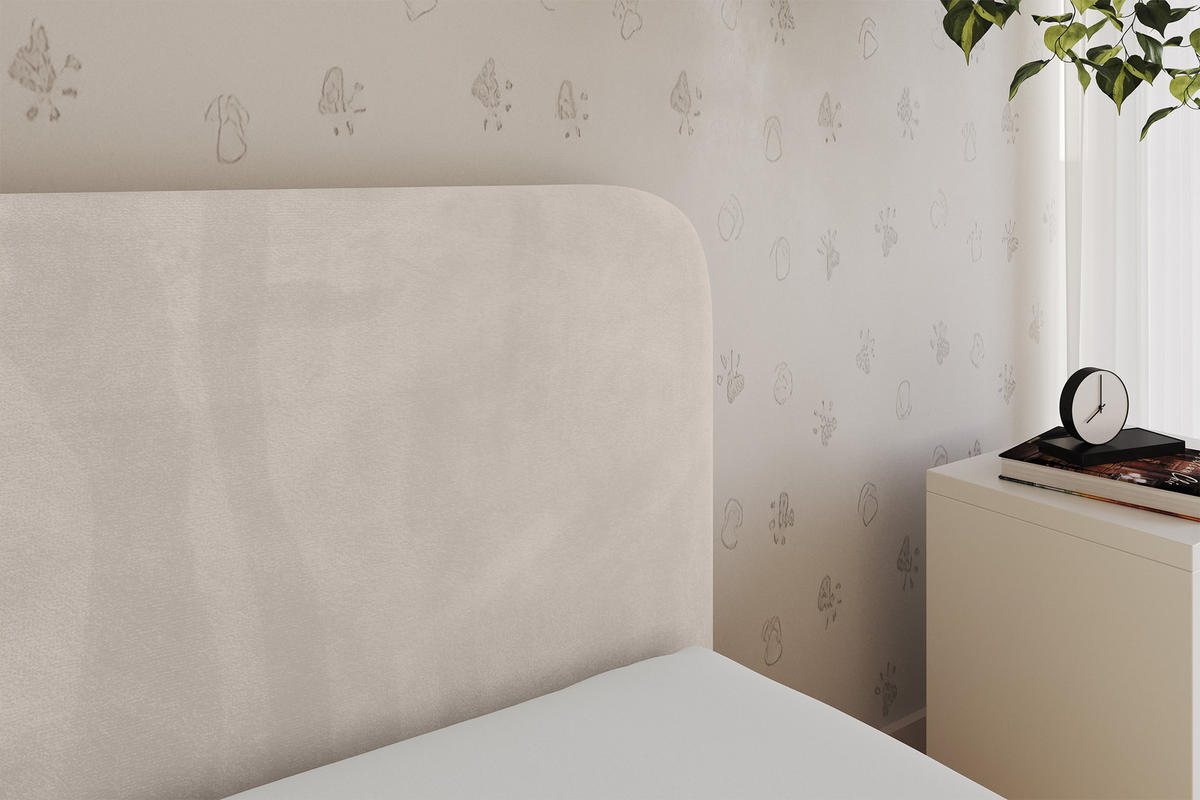 EINZELLBETT Jugendbett mit Bettkasten und Matratze H3/H4, Links - ALVY 100x200 Beige - Ecru, Holzwerkstoff/Textil (100/200cm) - ALTDECOR