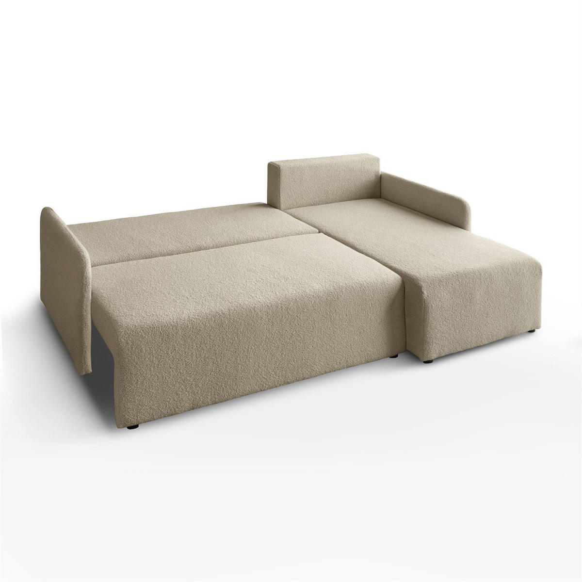 Ecksofa CUDDLE mit Schlaffunktion und Bettkasten, Quelle 16 - Ecru, Textil (213/145cm) - Lookway