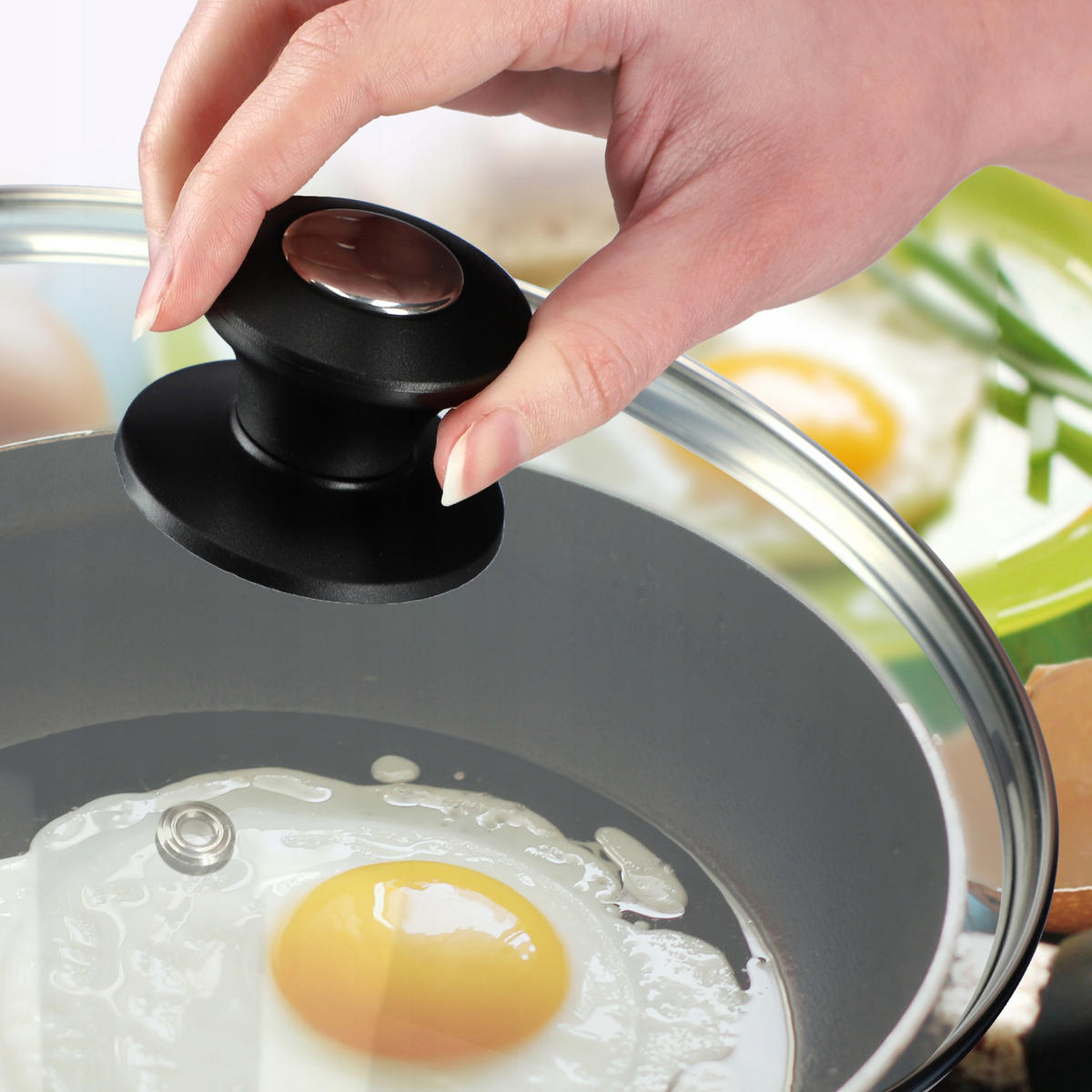 DECKEL mit Griff, 14 cm, 1 Stück - Transparent, Glas/Kunststoff (14cm) - KADAX