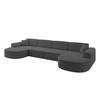 WOHNLANDSCHAFT MARI-U2 - 380x163x73,5 cm Grau Bouclé - Schwarz/Grau, Holzwerkstoff/Kunststoff (380/73.5/163cm) - ALTDECOR